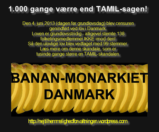 BANAN-MONARKIET DANMARK anno 2013 - 1.000 værre end TAMILSAGEN